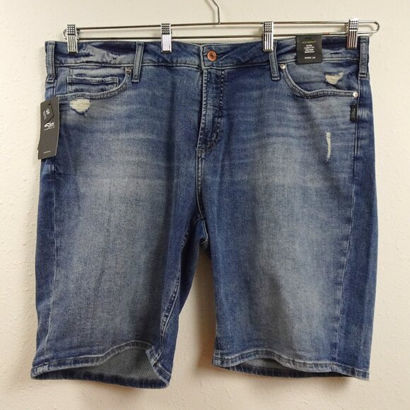 Silver Jeans Co. Denim Shorts Women's Plus Size 18W Blue Stretch Curvy Fit - Picture 1 of 12